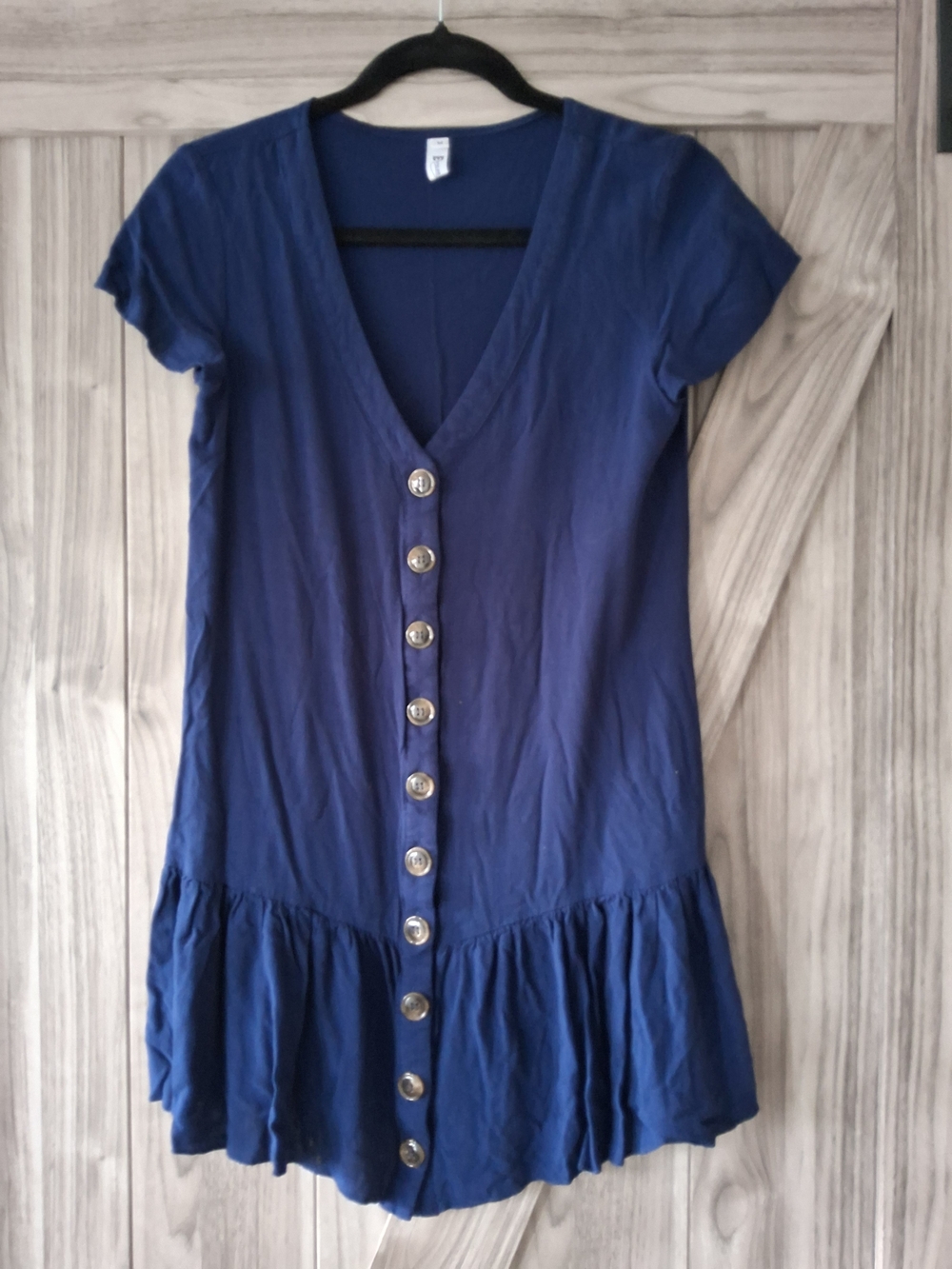 Everkaki Women's Navy Button-Front Mini Dress